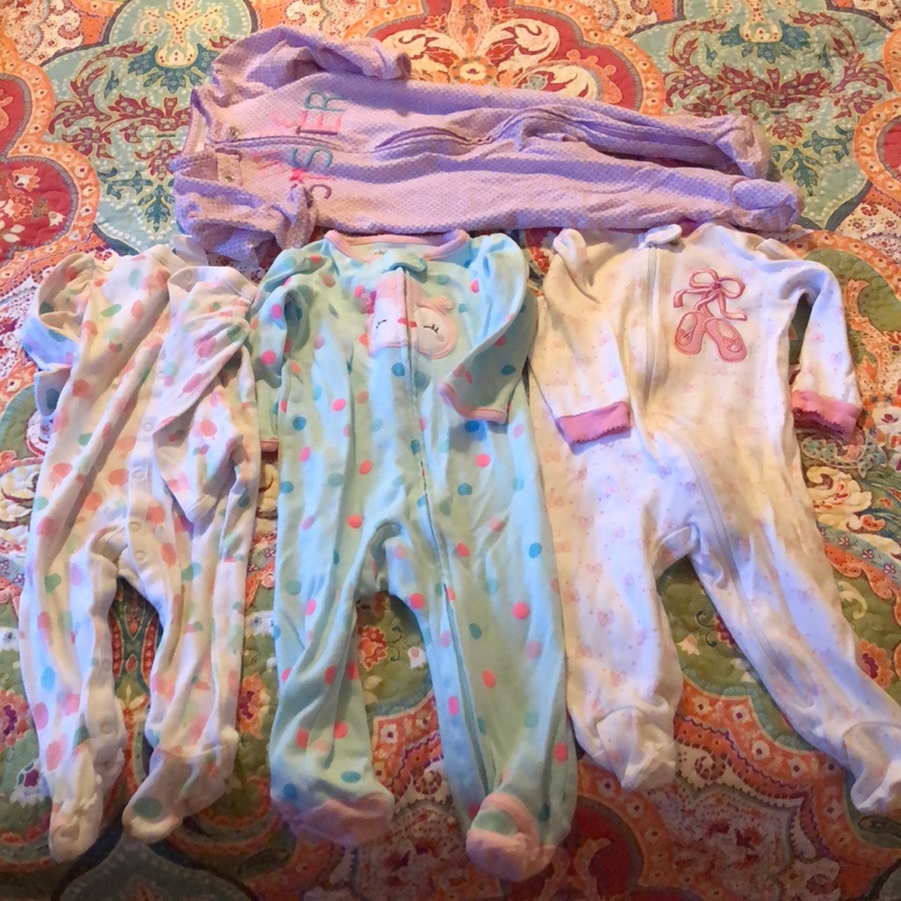 Baby girls cotton footed pajamas